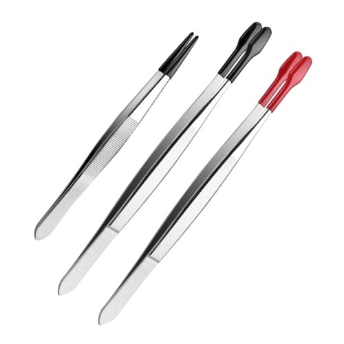 3Pcs Craft Tweezers With Rubber Tip Flat Curved and Angled Tweezers Metal - 第 5/8 張圖片