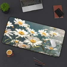Daisy Desk Mat, XL Large Anti-Slip Mouse Pad Computer Gaming Keyboard Desk Mat