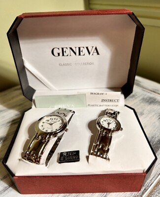 Geneva Classic Collection Quartz Watch Gift Set Box Men Women His