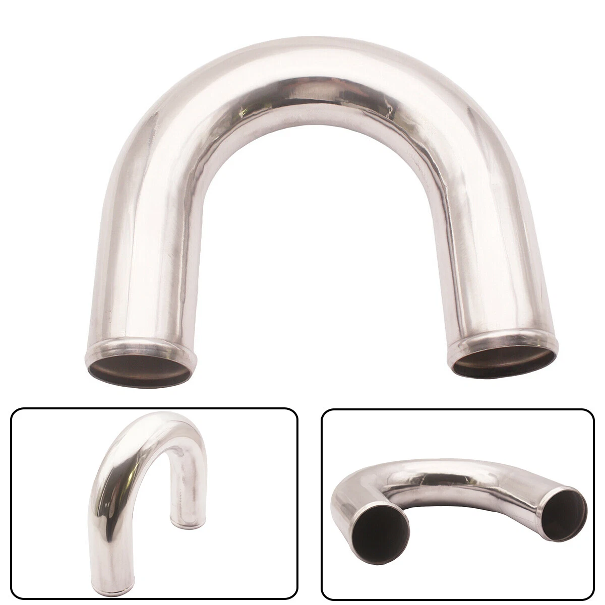 Bent exhaust tube 180° 2,5 SS (63mm), tube inox 63mm