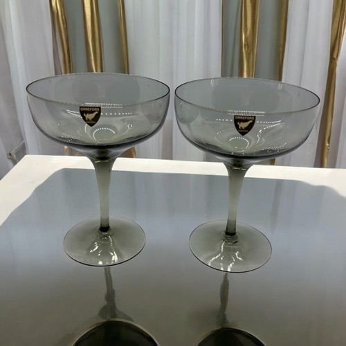 Two Orrefors Rhapsody Smoke Champagne Glasses 5 3/8 inches / NEW - Picture 5 of 7