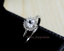 Natural White Topaz Gemstone 925 Sterling Silver April Birthstone Wedding Ring