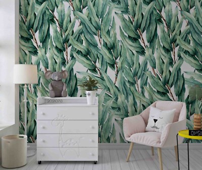 3D Leaves Watercolor Pattern Wallpaper Wall Murals Removable Wallpaper 4