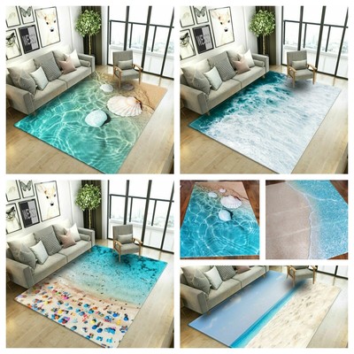 3D Landschaft Gedruckt Strand Wohnzimmer Teppich Bodenmatte Flanell Schwamm