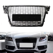Honeycomb Mesh Front Bumper Grille Black For 2009-12 Audi A4/S4 B8 RS4 Style