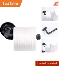 Toilet Paper Holder Iron Metal Wall Mounted Vintage Rustic Matte Black Design