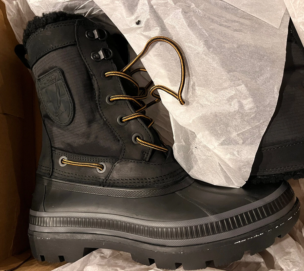 Sperry Top Sider Men Ice Bay Tall Boot Black 8.5 Winter Duck New In Box NIB