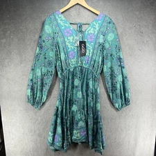 GiGio by Umgee Teal blue Purple floral print dress size Small NWT