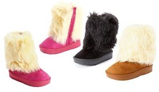 New Kids Boots Toddler Girls Alaska Long Fur Suede Fashion Shoes Warm Style--238