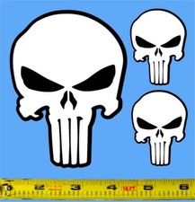 The Punisher Skull - Set of 3 HQ 2 Color White on Black Vinyl Sticker Decals