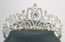 Elegant Rhinestone Wedding Tiara Silver Tone Bridal Crown Crystal Headpiece