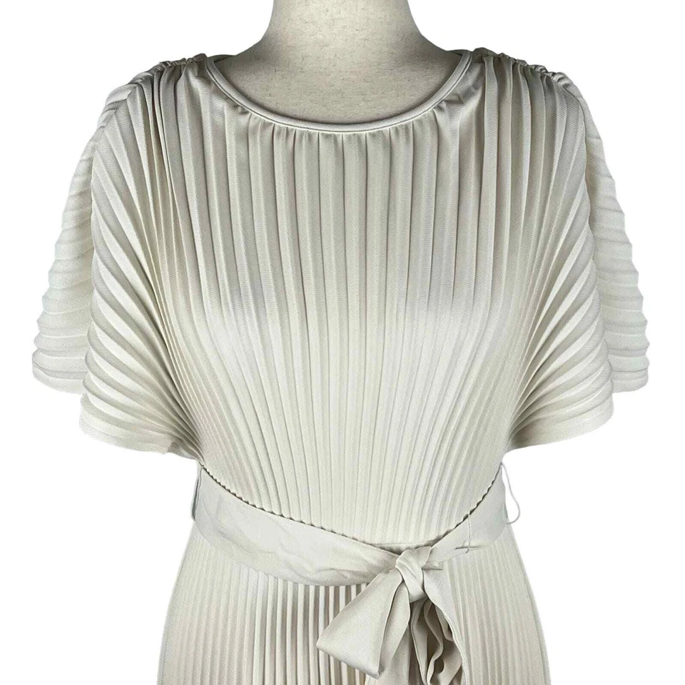 DKNY SUNBURST PLEATED FIT & FLARE MINI DRESS IN CREAM NWT WOMEN'S SIZE 4 - Image 2 of 4