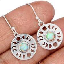 Phases Of Moon - Lab Grown Fire Opal 925 Silver Earrings WA12 CE41902