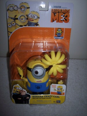 DESPICABLE ME 3, BANANA CRAZY CARL, 6'' DELUXE ACTION FIGURE QUICK DRAW ACTIO NIP