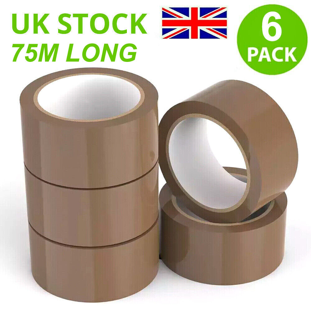 STRONG BROWN PACKING TAPE BUFF PARCEL PACKAGING 48MM X 75M XL BOX