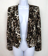Kelly & Diane Leopard Print Adjustable Length Crop Jacket Zipper Size 4