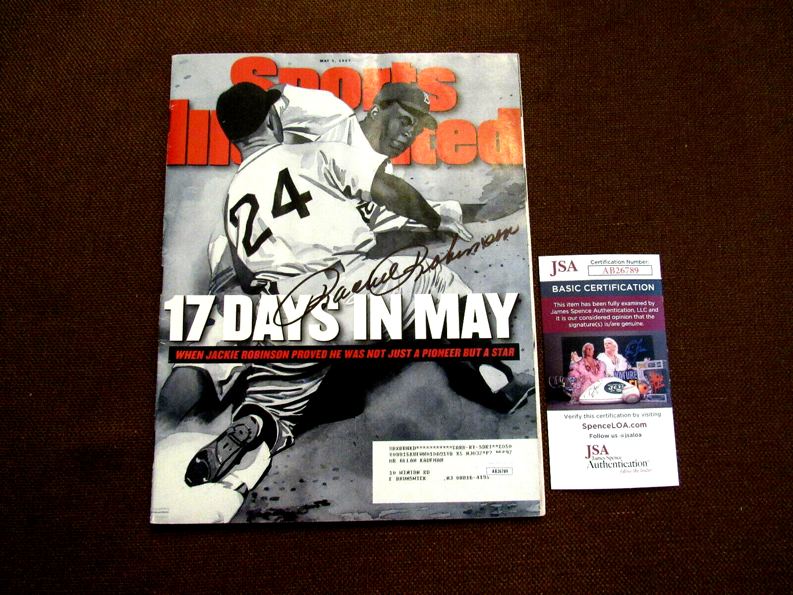 Jackie Robinson Autographed Signed Brooklyn Dodgers RACHEL ROBINSON 'S DODGER HOF AUTO 1997 SI MAGAZINE JSA 