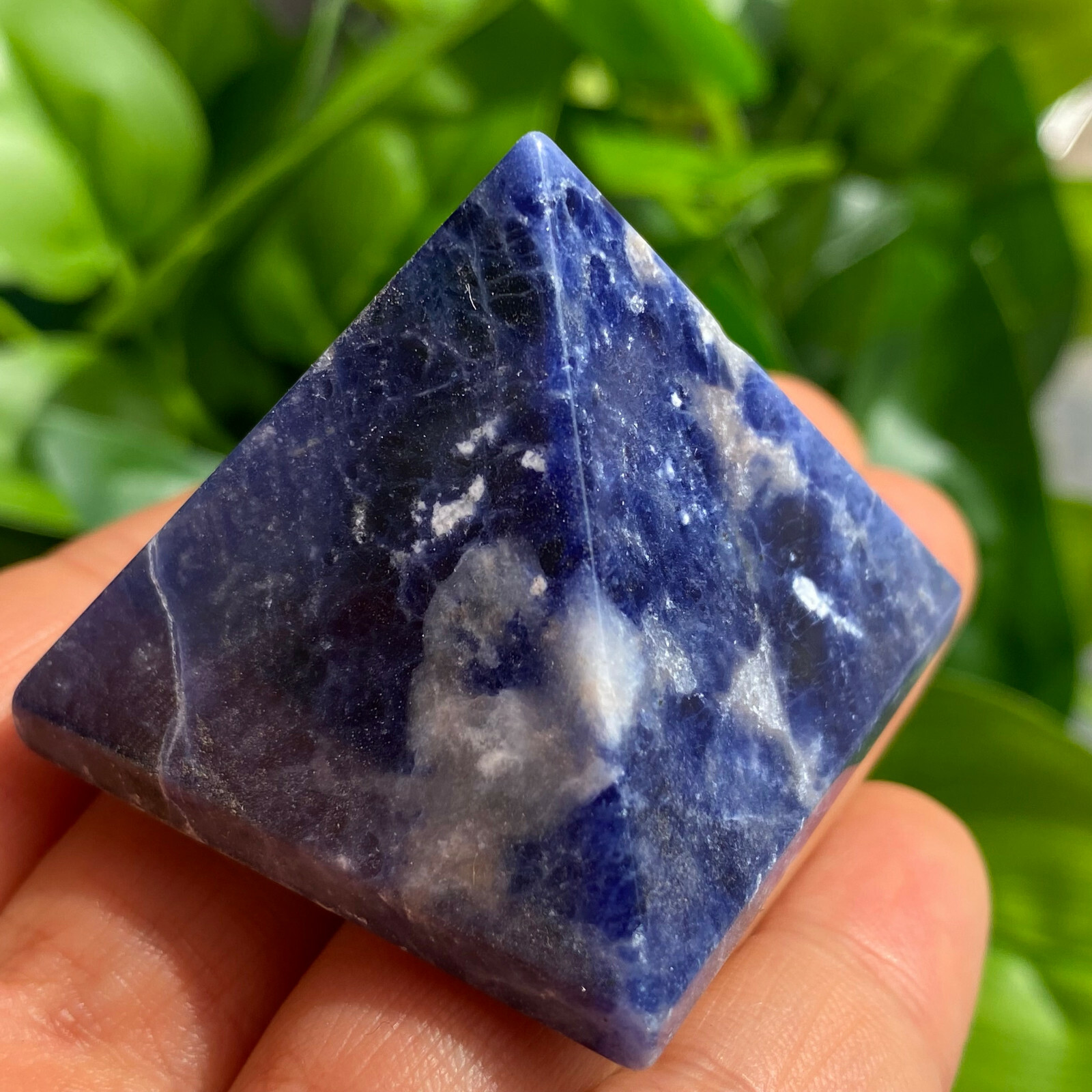 1PC Natural sodalite Quartz Pyramid Carved Crystal Point Reiki healing 40mm