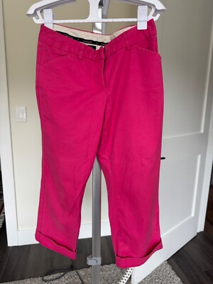 Express Editor Hot Pink Capri Cuffed Pants Size 0 100% Cotton Bright Color