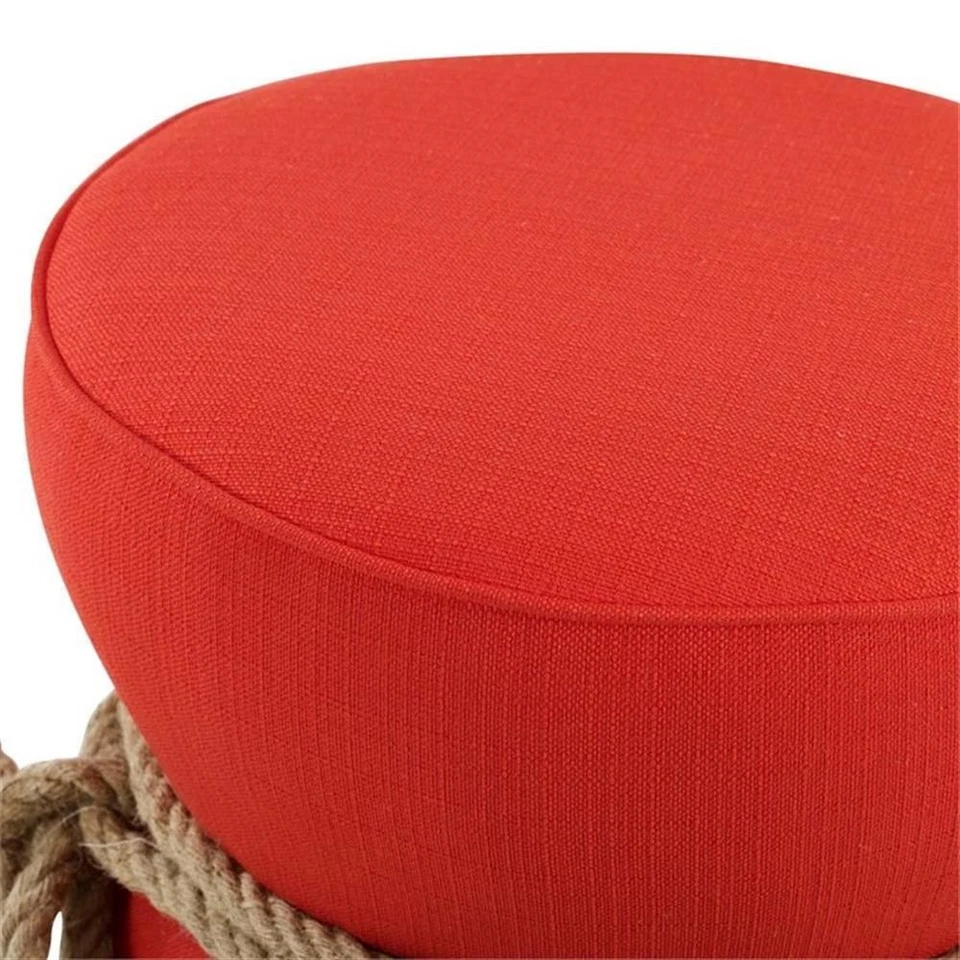 Modway Beat Nautical Rope Upholstered Polyester Fabric Ottoman in Atomic/Red - Image 4 of 4