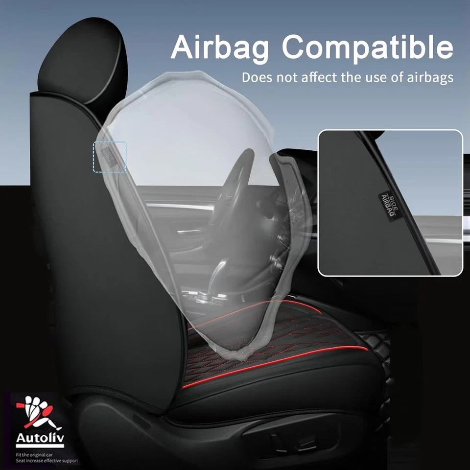 For Pontiac Vibe 2003-2010 Car 5-Seat Covers Front & Rear PU Leather Cushion Pad - Image 2 of 4