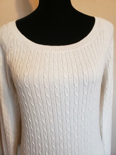 Arizona Women's Size XL Cream Cable Knit Scoop Neckline Sweater Raglan Sleeve (M - Picture 8 of 10