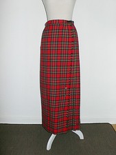 Gor-Ray Maxi Kilt Damen reine Schurwolle Schottenrock rot kariert Gr. S 36-38