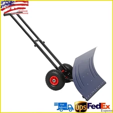 Snow Shovel with Wheels,29.1'' W x 19.6" H Heavy Duty Snow Pusher for Driveway