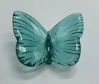 VINTAGE WATERFORD CRYSTAL TEAL / SEAFOAM GREEN BUTTERFLY PAPERWEIGHT FIGURINE