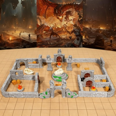 #ad 60 Pcs Modular Dungeon Walls28mm Miniature Terrain Building Accessories for ... $68.13