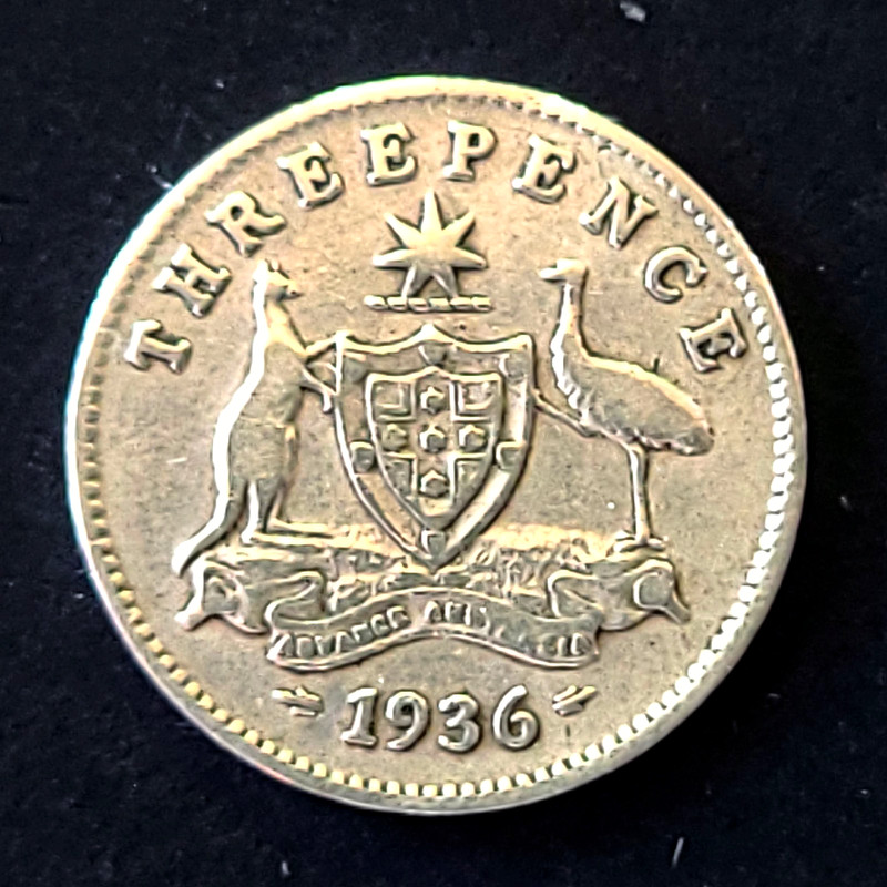 1936 Silver  Australia Threepence 3 Pence Sterling Silver