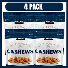 4 Packs Kirkland Signature Butter Toffee Cashews 24 oz Each = 96 oz (6 lbs)