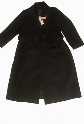 Forever New POLLY CURVE WRAP COAT  Size 18 Black Rrp £130
