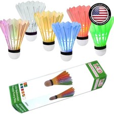 Fun LED Badminton Shuttlecock Set - 6 Glow in the Dark Birdies for Evening Games