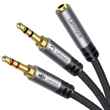 Headphone Splitter for 1 Pack, 3.5mm TRRS 1 Female to 2 TRS Male