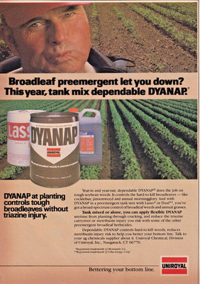 Dyanap Uniroyal Naugatuck CT Soybean Weed Control Print Ad 1983