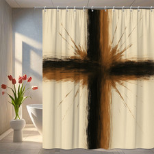 Abstract Black and Brown Shower Curtain for Modern Decor