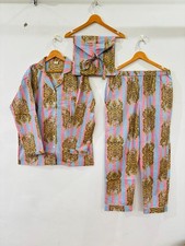 Tiger Print Cotton Pajama Set:Summer Loungewear night wear for woman's giftitem
