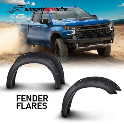 4Pcs Fender Flares Fit For 2019-2023 2024 Ram 2500 3500 Pocket-Rivet Style Black