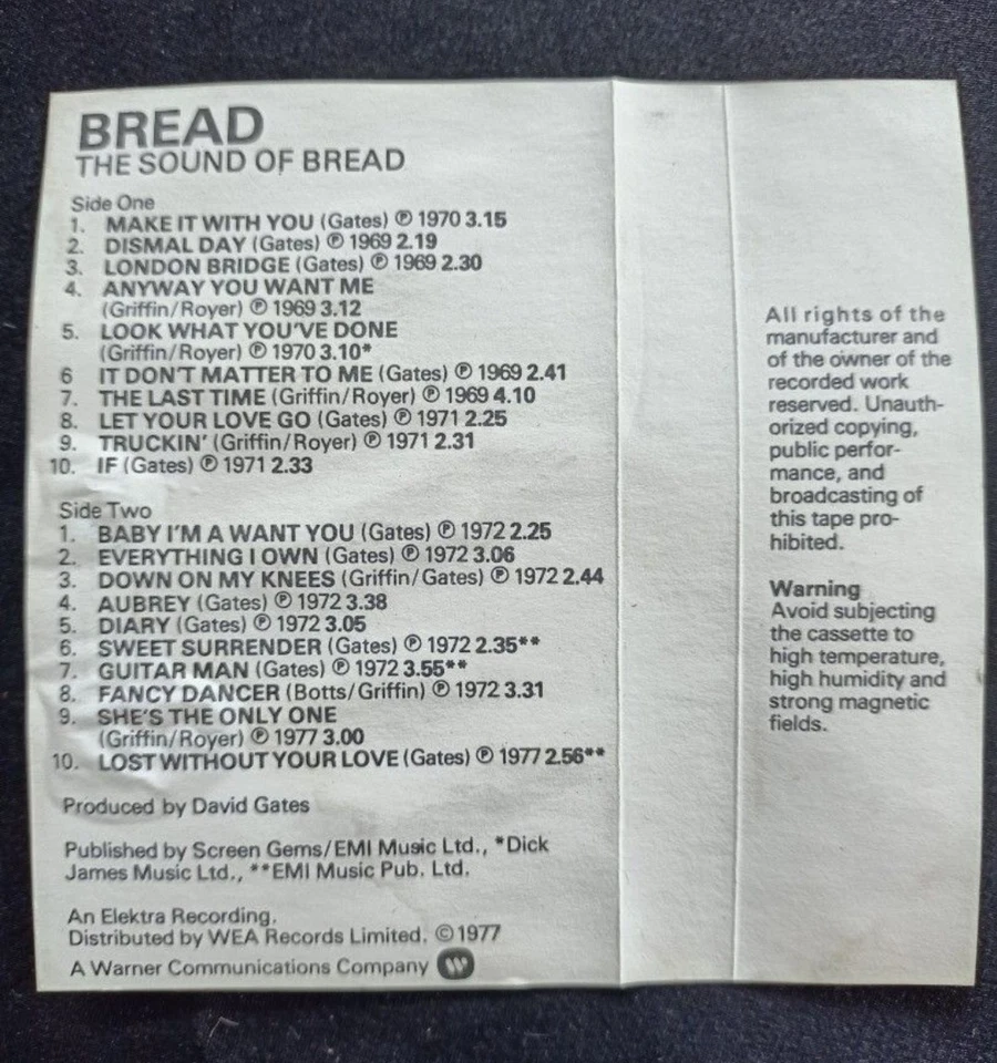 Bread : The Sound Of Bread ( Cassette Tape ) - Image 4 of 4