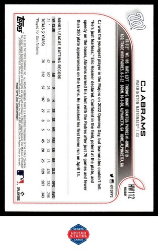 2022 Topps Holiday #HW112 CJ Abrams Metallic - Picture 2 of 2
