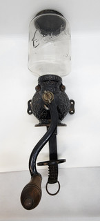 Vintage Arcade Crystal No. 3 Wall Mount Cast Iron Coffee Grinder Works Good