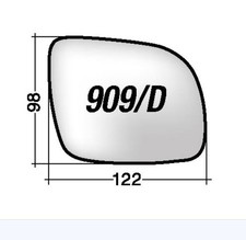 Per Seat Arosa da 2001 Vetro di Ricambio Dx per Specchio Retrovisore 122x98mm