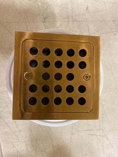 Signature Hardware 485530 Menlo Square Shower Drain with Flange - Aged Brass - Picture 5 of 5