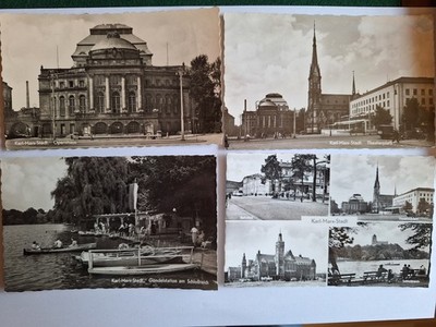 4 x Chemnitz I. Saxony postcards 1950s, small format