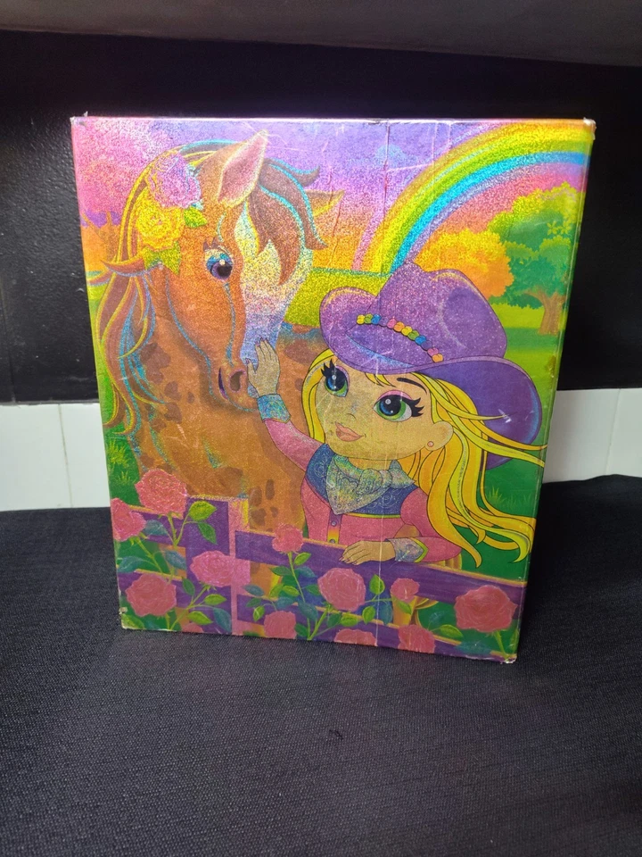 Carpeta dura de 3 anillos Lisa Frank de colección 🌈 Cazador caballo vaquera brillante ¡Ver! Foto 3 de 4