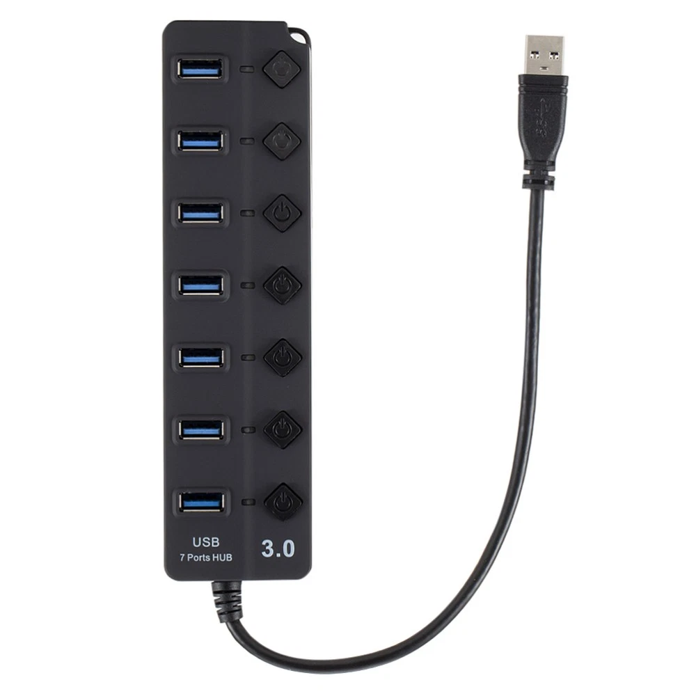 7-Port USB Hub with High-Speed Data Transfer & Multi-Device Connectivity