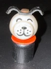 Vintage Fisher Price Wooden Little People Wood Dog Red Collar Straight Body