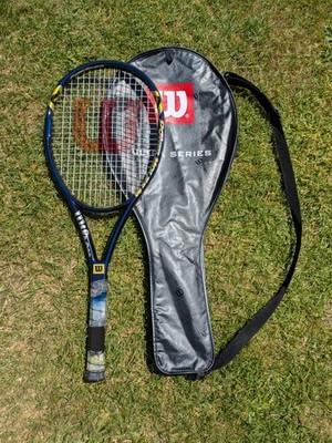 Wilson Power Holes 80 Tennisschläger Grip 4 3/8 braucht neues Griffband mit Koffer