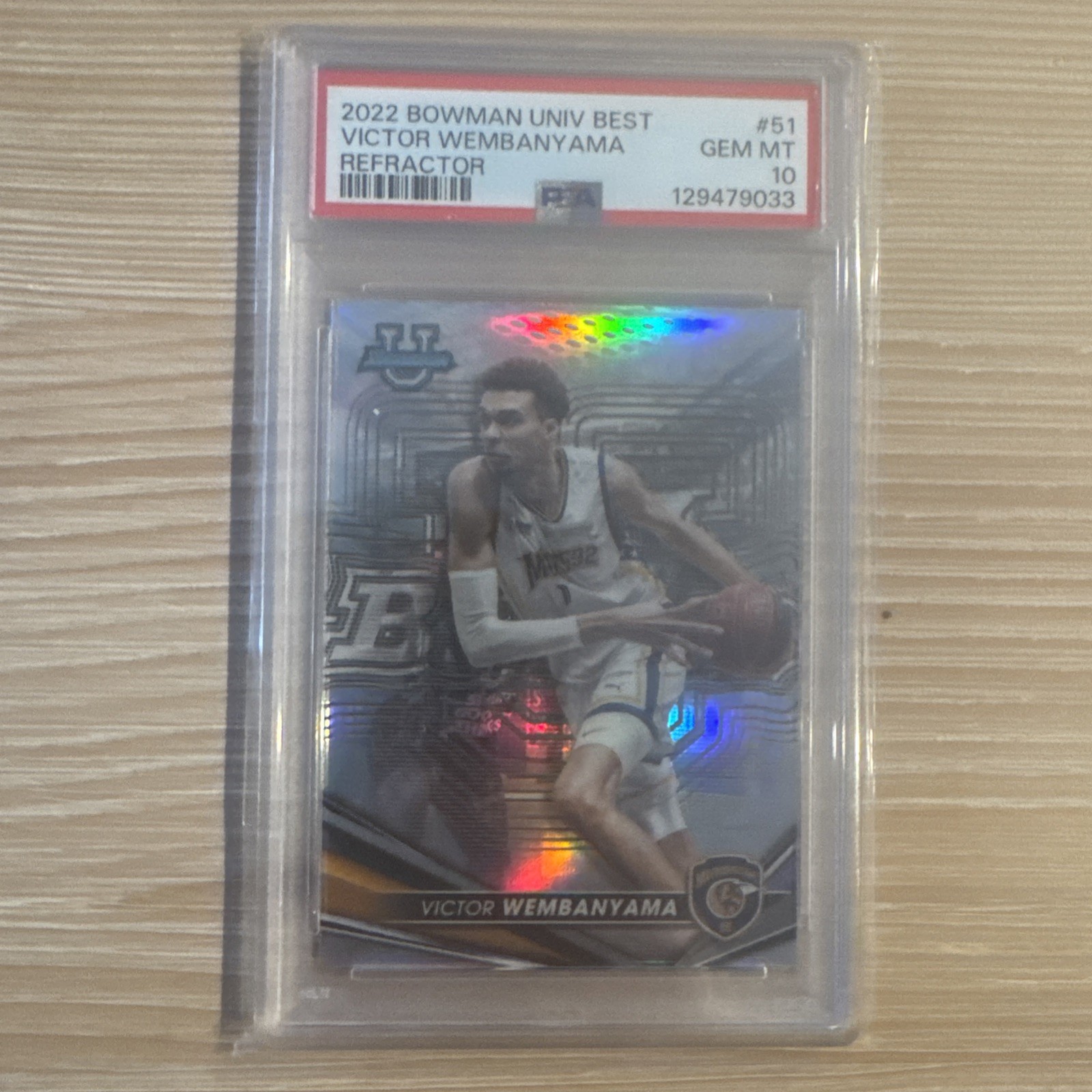 Topps 2022 Bowman Univ Best Victor Wembanyama Refractor #51 PSA 10